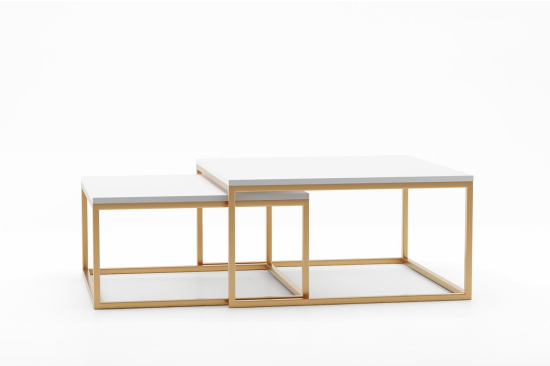 DUAL Gold – elegancki zestaw stolików kawowych 2w1 w stylu glamour